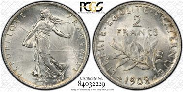 1908 2 Fr Gad-532 F-266 MS65