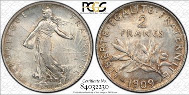 1909 2 Fr Gad-532 F-266 MS65