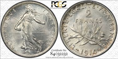 1914 2 Fr Gad-532 F-266 MS65