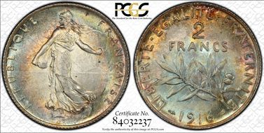 1916 2 Fr Gad-532 F-266 MS66+
