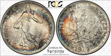 1918 2 Fr Gad-532 F-266 MS66