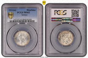 1911(a) Drachma KM-60  Ag MS62