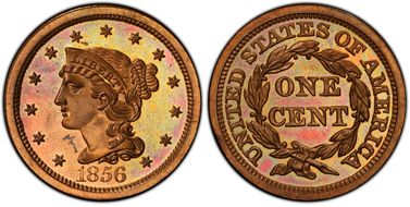 1856 1C Slanted 5 PR65+ RB