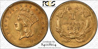 1857 G$1 MS62