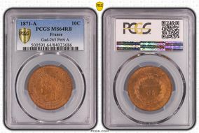 1871-A 10C Gad-265 Petit A MS64RB
