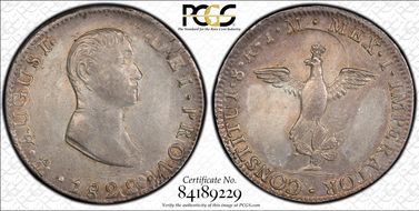 1822-Mo JM 8 R Iturbide KM-304  Ag AU53