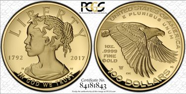 2017-W $100 American Liberty High Relief First Strike PR70DCAM