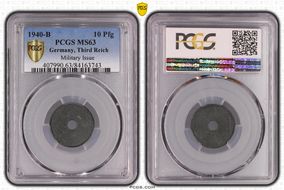 1940-B 10 Pfg Military Issue MS63