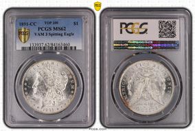 1891-CC $1 VAM 3, Spitting Eagle MS62