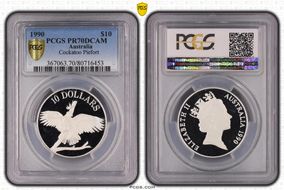 1990 $10 Cockatoo Piedfort PR70DCAM