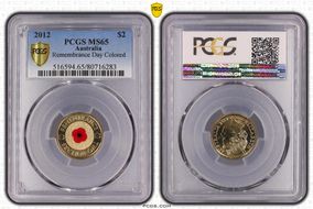 2012 $2 Remembrance Day Colorized MS65
