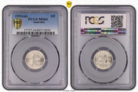 1951(m) 6D KM-45  Ag MS64