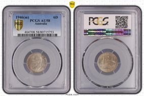 1946(m) 6D KM-38a  Ag AU58