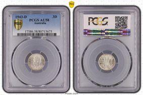 1943-D 3D KM-37  Ag AU58