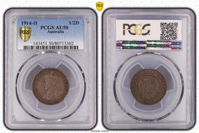 1914-H 1/2D AU50BN
