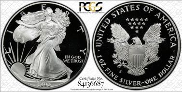 1990-S $1 Silver Eagle PR68DCAM