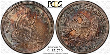 1853/4 25C Arrows and Rays AU55