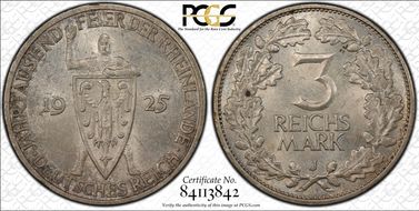 1925-J 3 Mk 1000 Years J-321 MS63