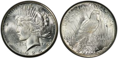 1925-S $1 VAM 3, Doubled Wing MS64+ 