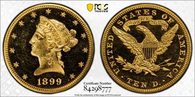 1899 $10 PR63+ CAM