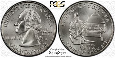 2009-D 25C District of Columbia Satin Finish SP67