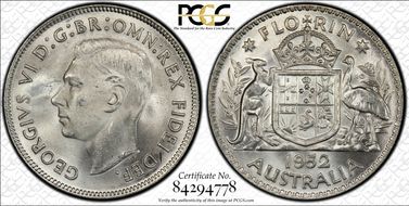 1952(m) Florin KM-48  Ag MS64