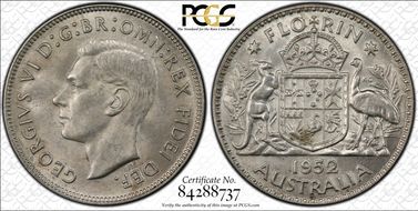 1952(m) Florin KM-48  Ag MS62