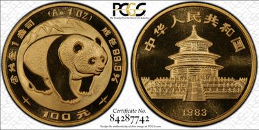 1983 100 Yn Panda Gold PAN-6A MS69