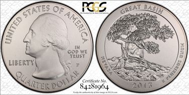 2013-P 25C Great Basin NP 5 oz Silver SP69