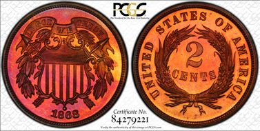 1868 2C PR67+ RB