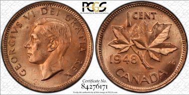 1948 1C A to Lg Denticle MS65RD