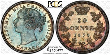 1858 20C Blundered I in GRATIA AU58