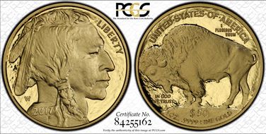 2017-W $50 American Buffalo .9999 Fine Gold First Day of Issue PR70DCAM