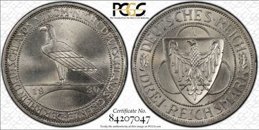 1930-A 3 Mk Rhineland J-345 MS64