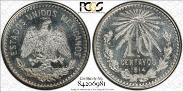 1914-M 10C KM-428  Ag MS67