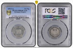 1913-A 10 Pfg J-13 PR64CAM