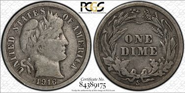 1916-S 10C Barber F15