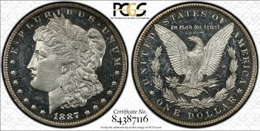 1887-O $1 MS62DMPL
