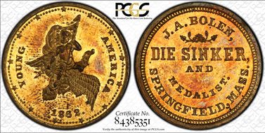 (c.1862) Medal F-760A-1b, JAB-5 Brass Young America MS64