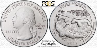 2017-P 25C Effigy Mounds NP 5 oz Silver First Strike SP69