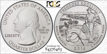 2016-P 25C Theodore Roosevelt NP 5 oz Silver SP69