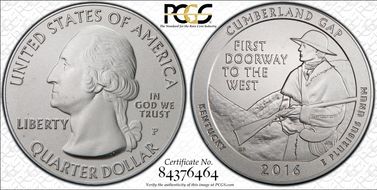 2016-P 25C Cumberland Gap NP 5 oz Silver SP66