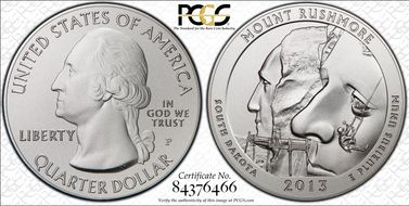 2013-P 25C Mount Rushmore NP 5 oz Silver - First Strike SP67