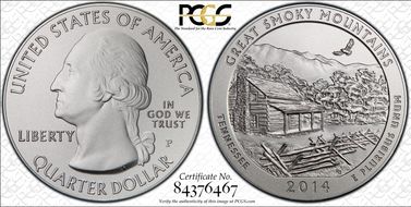 2014-P 25C Great Smoky Mtns NP 5 oz Silver - First Strike SP69