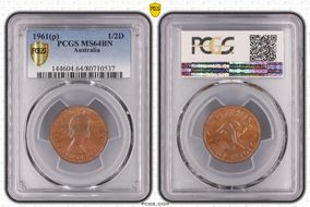 1961 Y. (p) 1/2D MS64BN