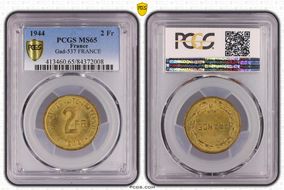 1944 2 Fr Gad-537 F-271 FRANCE MS65