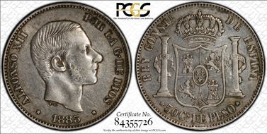 1885 50C KM-150  Ag XF45