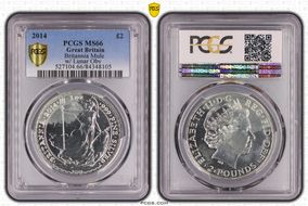 2014 £2 S-BF2F Britannia Mule w/Lunar Obv MS66
