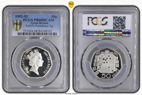 1992-93 50p S-H5 Presidency Ag PR68DCAM