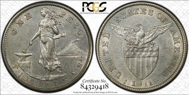 1911-S Peso AU53
